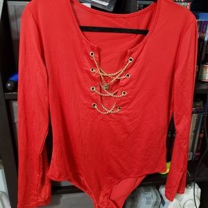 Red stretchy bodysuit